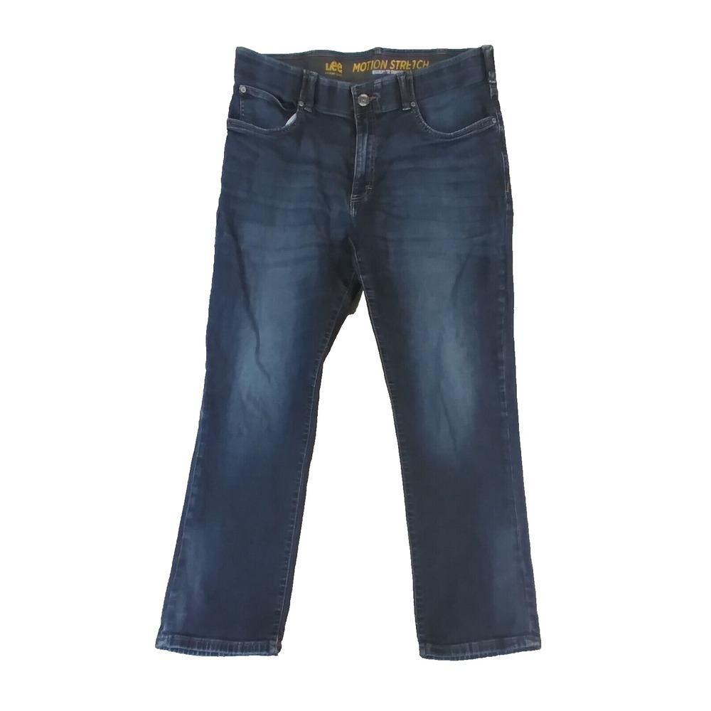 Lee Jeans Men 36x30 Blue Motion Stretch Regular Fit Straight Denim Pants